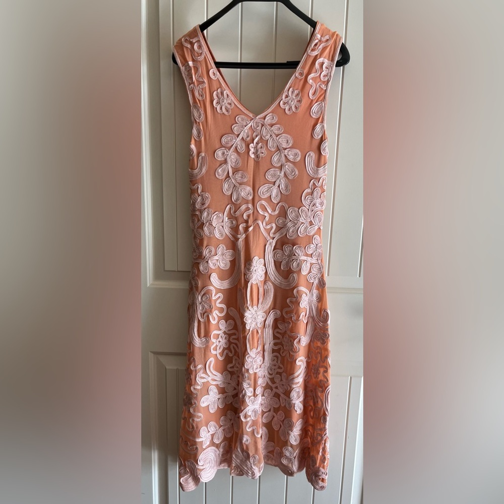 Sundance Peach and White Embroidered Dress